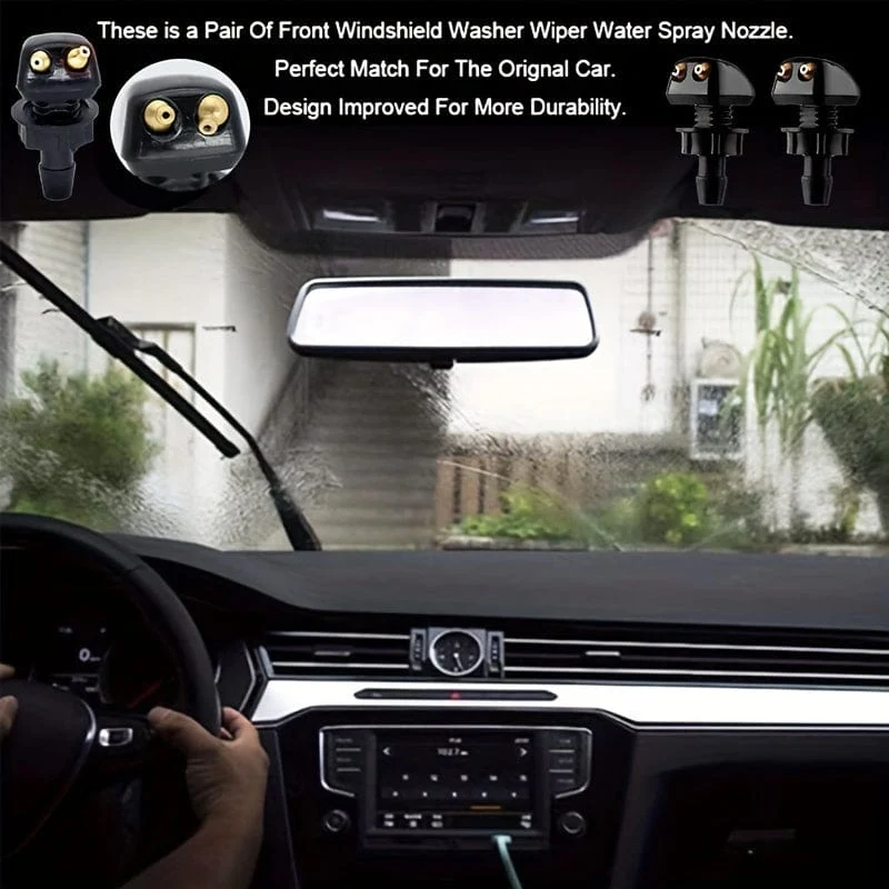 1 Set Universal Style Auto Scheibenwischerdüse 2 Meter Schlauch 6 Anschlüsse 4 Doppelloch Wassersprühdüsen