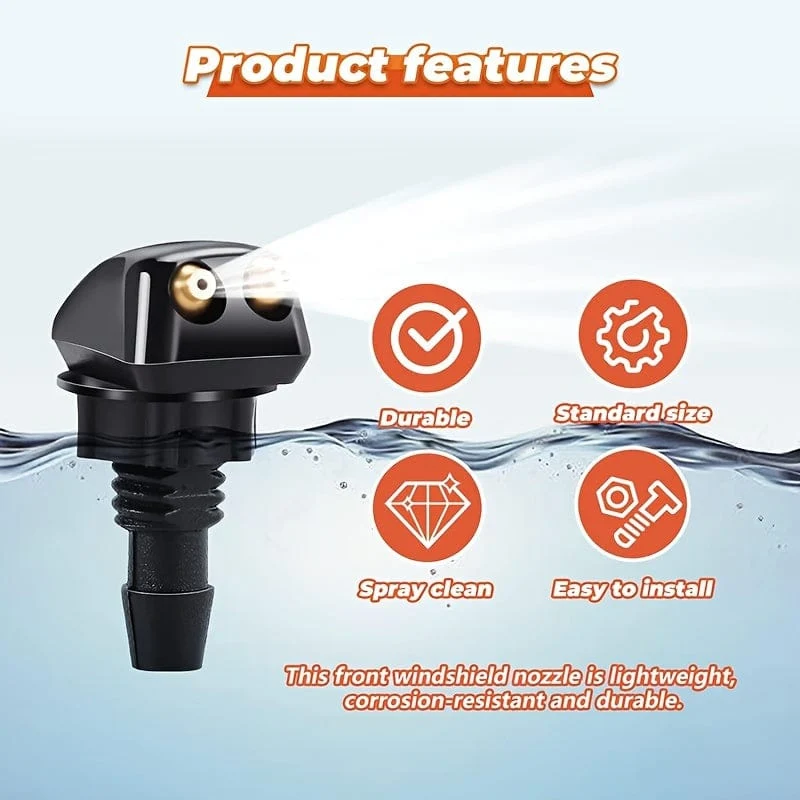 1 Set Universal Style Auto Scheibenwischerdüse 2 Meter Schlauch 6 Anschlüsse 4 Doppelloch Wassersprühdüsen