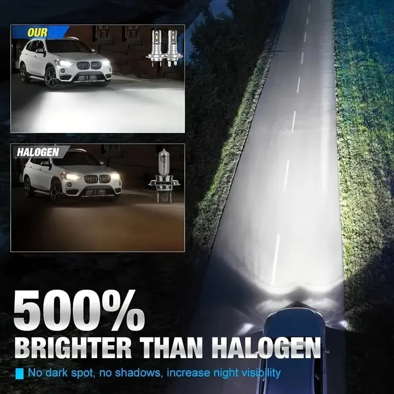 NLpearl 2 Stück H7 LED-Scheinwerferlampen, 20000 lm, 60 W, 6500 K, weiße Nebelscheinwerfer, 5530 Chips, LED-Nebelscheinwerfer, Projektor, superhohe Helligkeit, Auto-Scheinwerferlampen, wasserdicht, 1:1 Mini kabellos, ohne Lüfter, Plug-and-Play