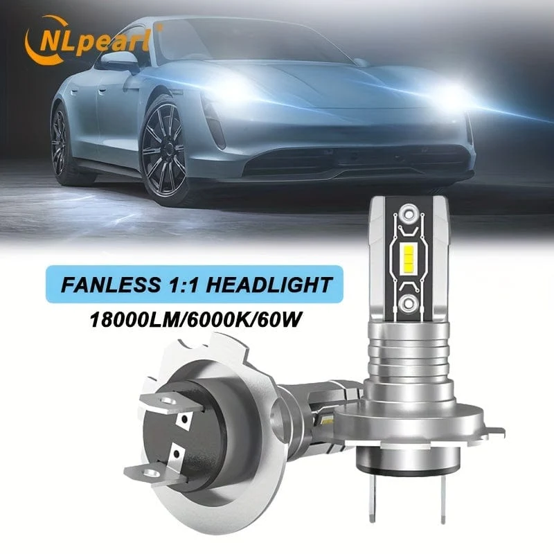 NLpearl 2 Stück H7 LED-Scheinwerferlampen, 20000 lm, 60 W, 6500 K, weiße Nebelscheinwerfer, 5530 Chips, LED-Nebelscheinwerfer, Projektor, superhohe Helligkeit, Auto-Scheinwerferlampen, wasserdicht, 1:1 Mini kabellos, ohne Lüfter, Plug-and-Play