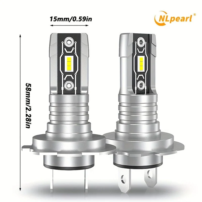 NLpearl 2 Stück H7 LED-Scheinwerferlampen, 20000 lm, 60 W, 6500 K, weiße Nebelscheinwerfer, 5530 Chips, LED-Nebelscheinwerfer, Projektor, superhohe Helligkeit, Auto-Scheinwerferlampen, wasserdicht, 1:1 Mini kabellos, ohne Lüfter, Plug-and-Play