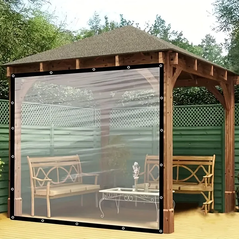 1 Stück transparente Plane mit verstärkten Gommets, wasserdichte Planenabdeckung für Gewächshaus, Balkon, Garten, Terrasse, Veranda, Überdachung, Camping, Outdoor-Zeltabdeckung