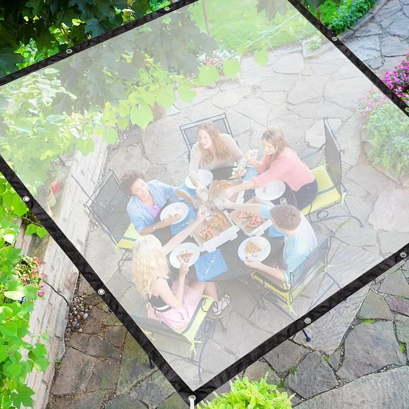 1 Stück transparente Plane mit verstärkten Gommets, wasserdichte Planenabdeckung für Gewächshaus, Balkon, Garten, Terrasse, Veranda, Überdachung, Camping, Outdoor-Zeltabdeckung