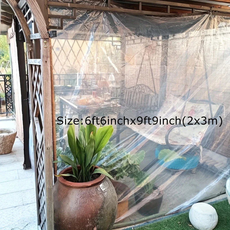 1 Stück transparente Plane mit verstärkten Gommets, wasserdichte Planenabdeckung für Gewächshaus, Balkon, Garten, Terrasse, Veranda, Überdachung, Camping, Outdoor-Zeltabdeckung