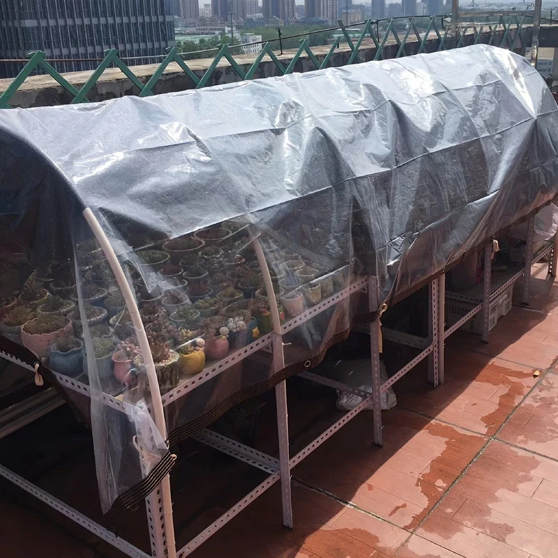 1 Stück transparente Plane mit verstärkten Gommets, wasserdichte Planenabdeckung für Gewächshaus, Balkon, Garten, Terrasse, Veranda, Überdachung, Camping, Outdoor-Zeltabdeckung