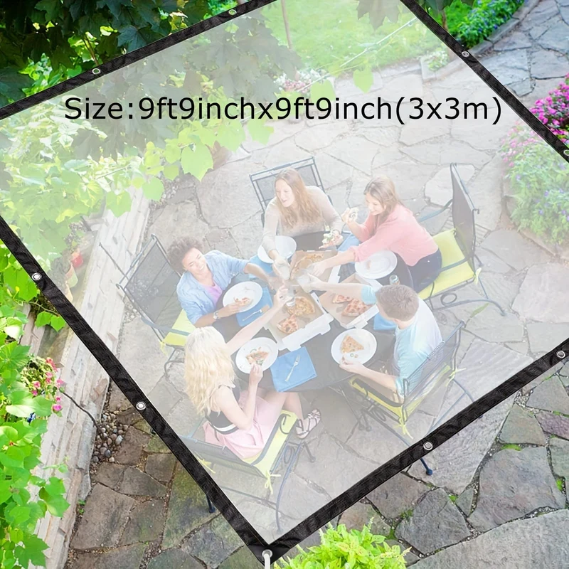 1 Stück transparente Plane mit verstärkten Gommets, wasserdichte Planenabdeckung für Gewächshaus, Balkon, Garten, Terrasse, Veranda, Überdachung, Camping, Outdoor-Zeltabdeckung