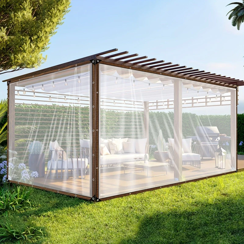1 Stück transparente Plane mit verstärkten Gommets, wasserdichte Planenabdeckung für Gewächshaus, Balkon, Garten, Terrasse, Veranda, Überdachung, Camping, Outdoor-Zeltabdeckung