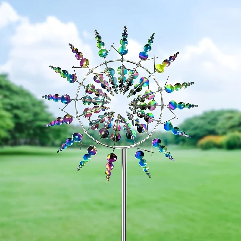 1 Stück magische Windmühle aus Metall, 3D-Windspiel für den Außenbereich aus Metall für Hof und Garten, einzigartige kinetische Windskulpturen und Spinner aus Metall, Windfänger, Windskulptur aus Metall für die Dekoration von Rasen und Terrasse im Freien