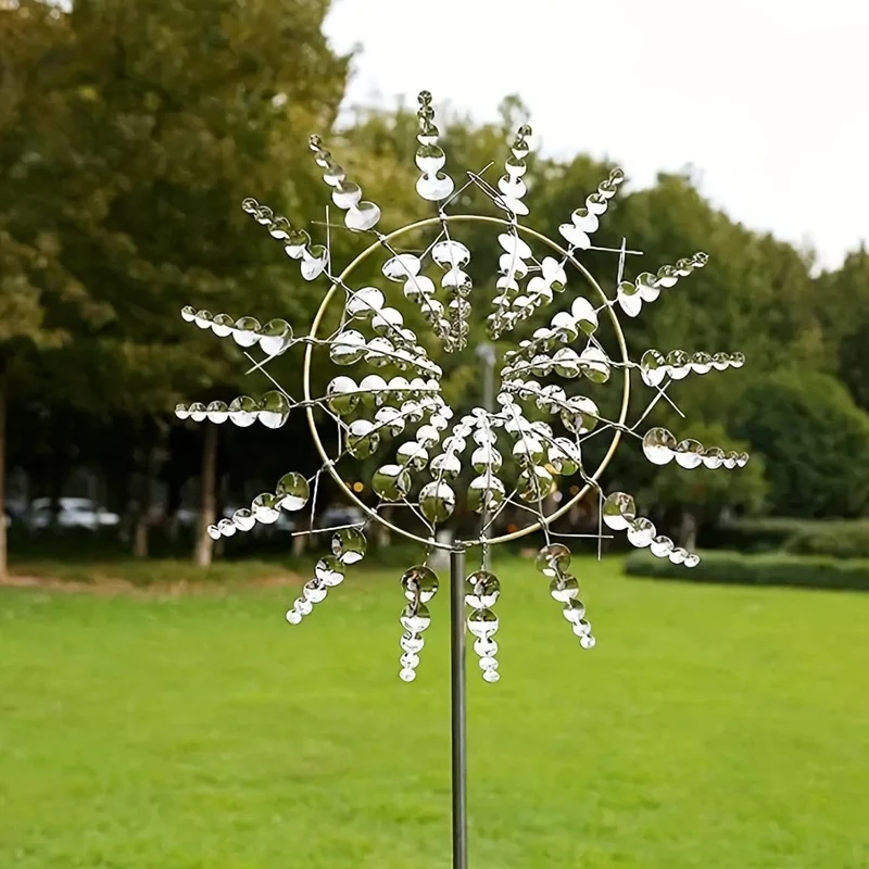 1 Stück magische Windmühle aus Metall, 3D-Windspiel für den Außenbereich aus Metall für Hof und Garten, einzigartige kinetische Windskulpturen und Spinner aus Metall, Windfänger, Windskulptur aus Metall für die Dekoration von Rasen und Terrasse im Freien