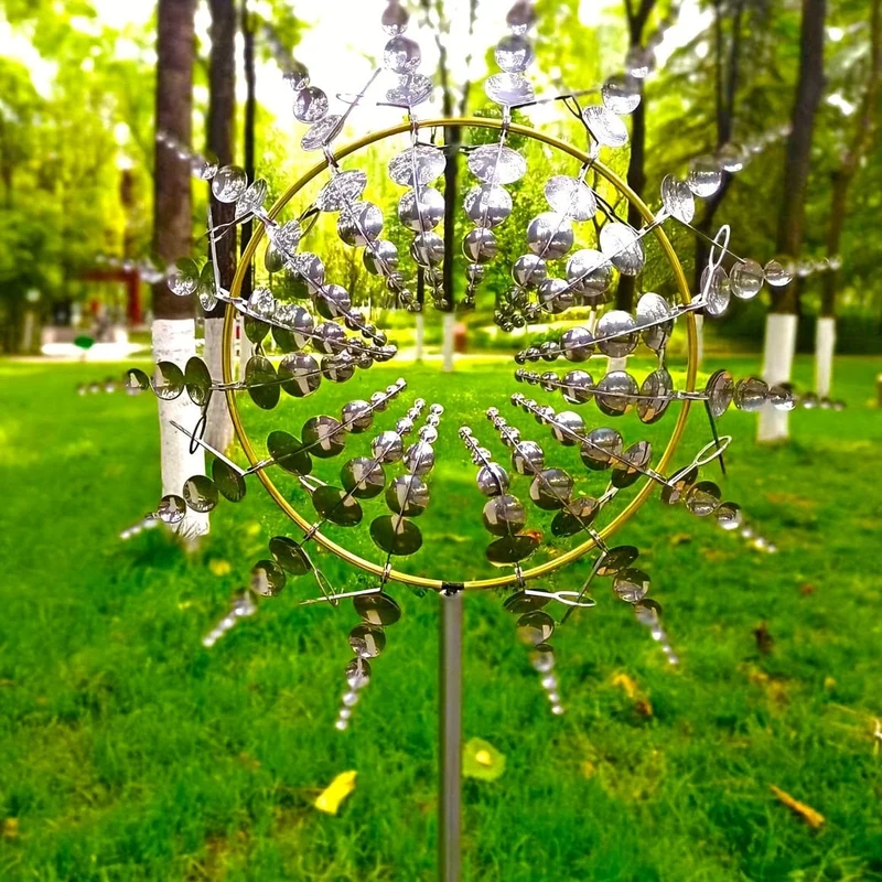 1 Stück magische Windmühle aus Metall, 3D-Windspiel für den Außenbereich aus Metall für Hof und Garten, einzigartige kinetische Windskulpturen und Spinner aus Metall, Windfänger, Windskulptur aus Metall für die Dekoration von Rasen und Terrasse im Freien