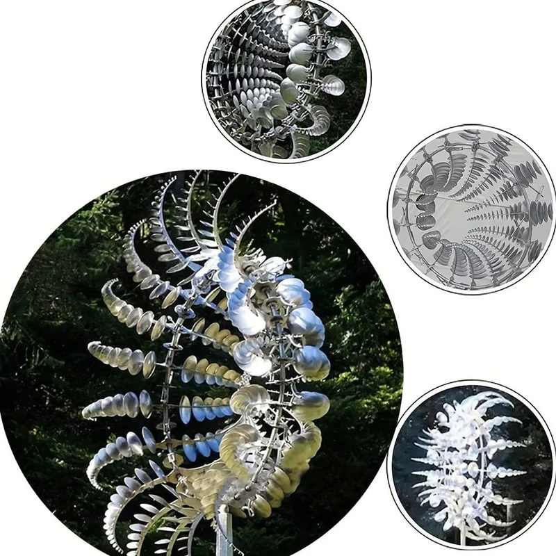 1 Stück magische Windmühle aus Metall, 3D-Windspiel für den Außenbereich aus Metall für Hof und Garten, einzigartige kinetische Windskulpturen und Spinner aus Metall, Windfänger, Windskulptur aus Metall für die Dekoration von Rasen und Terrasse im Freien