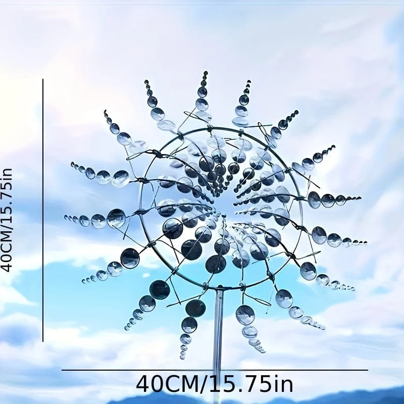 1 Stück magische Windmühle aus Metall, 3D-Windspiel für den Außenbereich aus Metall für Hof und Garten, einzigartige kinetische Windskulpturen und Spinner aus Metall, Windfänger, Windskulptur aus Metall für die Dekoration von Rasen und Terrasse im Freien