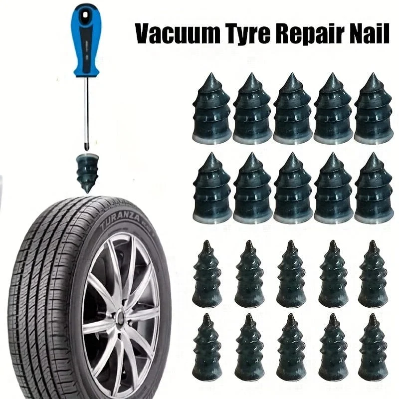 20-teiliges Vakuum-Reifen-Reparatur-Set, Nagel-Sets für Räder, Auto, Motorrad, Roller, Gummi, schlauchloses Reifen-Reparatur-Werkzeug, kleberfrei, Reparatur-Reifen-Nagel
