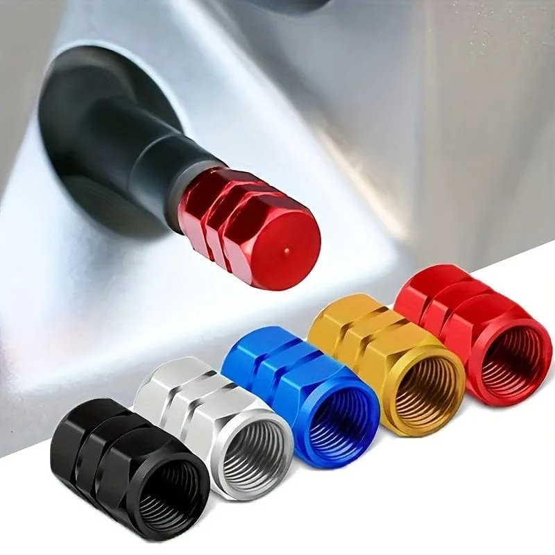 4 Stück Autoreifen-Ventilkappen, Autoräder aus Aluminiumlegierung, Reifenventilkappen, staubdichte Auto-Motorräder, LKWs, Fahrräder, Reifenventilkappen