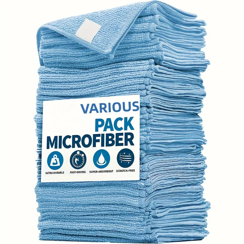 Flaches Mikrofaser-Handtuch-Set zum Wischen von Autos, Hellblau, Schnelltrocknend, Super Saugfähig, Super Weich