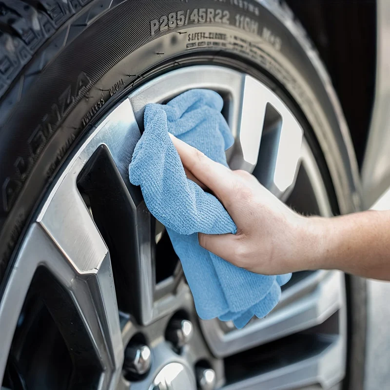 Flaches Mikrofaser-Handtuch-Set zum Wischen von Autos, Hellblau, Schnelltrocknend, Super Saugfähig, Super Weich
