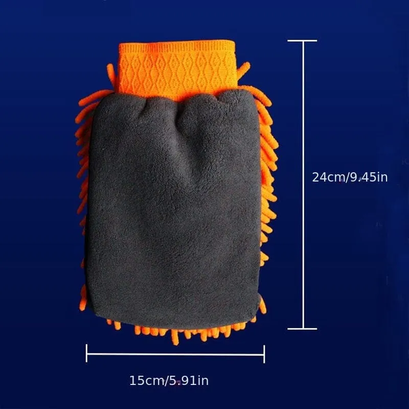 Wasserdichte Autowaschhandschuhe aus Mikrofaser-Chenille, dicker Autoreinigungshandschuh, Wachs-Detailbürste, Autopflege, doppelseitiger Handschuh