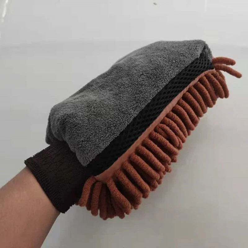 Wasserdichte Autowaschhandschuhe aus Mikrofaser-Chenille, dicker Autoreinigungshandschuh, Wachs-Detailbürste, Autopflege, doppelseitiger Handschuh