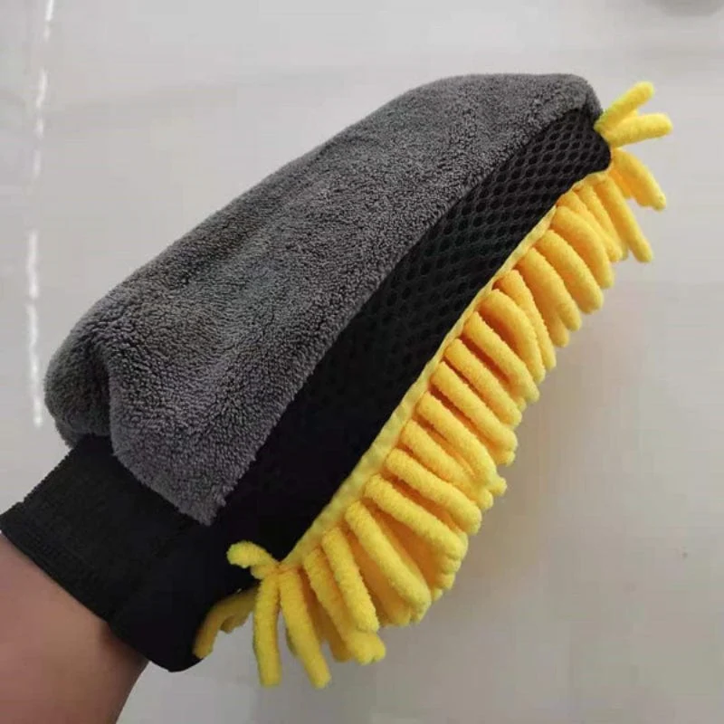 Wasserdichte Autowaschhandschuhe aus Mikrofaser-Chenille, dicker Autoreinigungshandschuh, Wachs-Detailbürste, Autopflege, doppelseitiger Handschuh