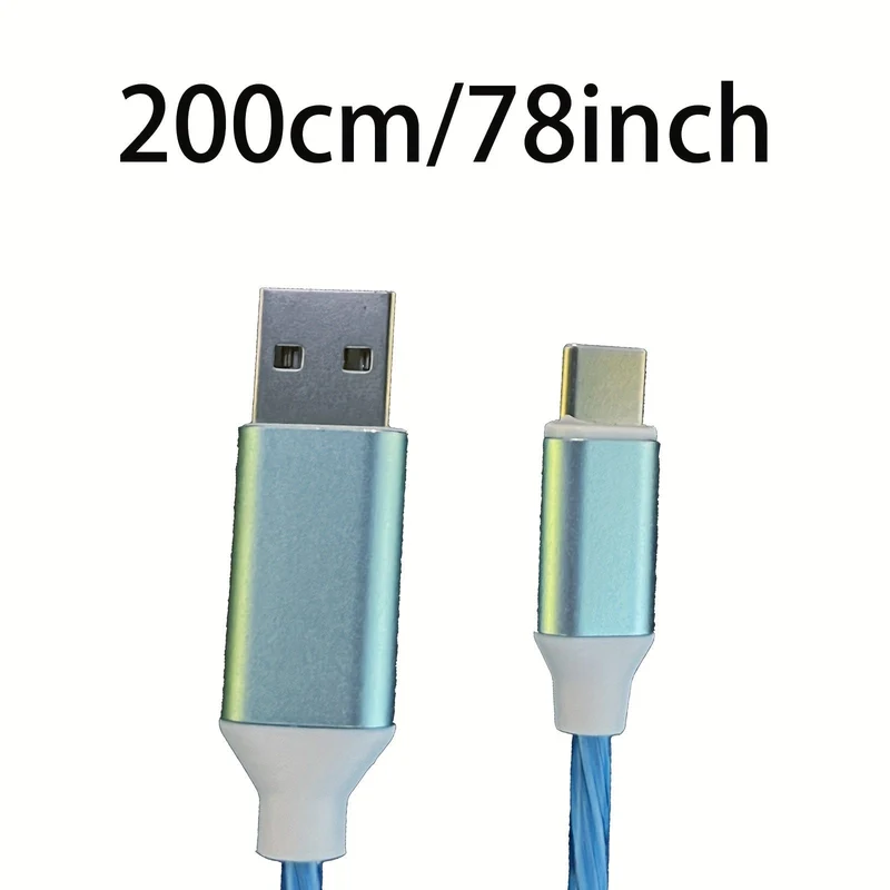 2 m langes Schnelllade-Flow-Light-USB-Ladekabel Typ C, schnelles Laden und Datenübertragung