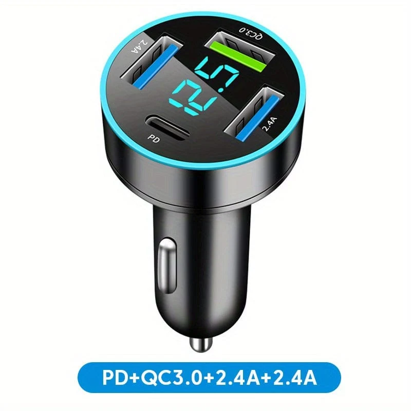 Superschnelles 66-W-PD20W-QC3.0-SCP-AFC-Autoladegerät: Laden Sie Ihr iPhone/iPad, Samsung, Android und mehr blitzschnell auf – mit Digitalanzeige!