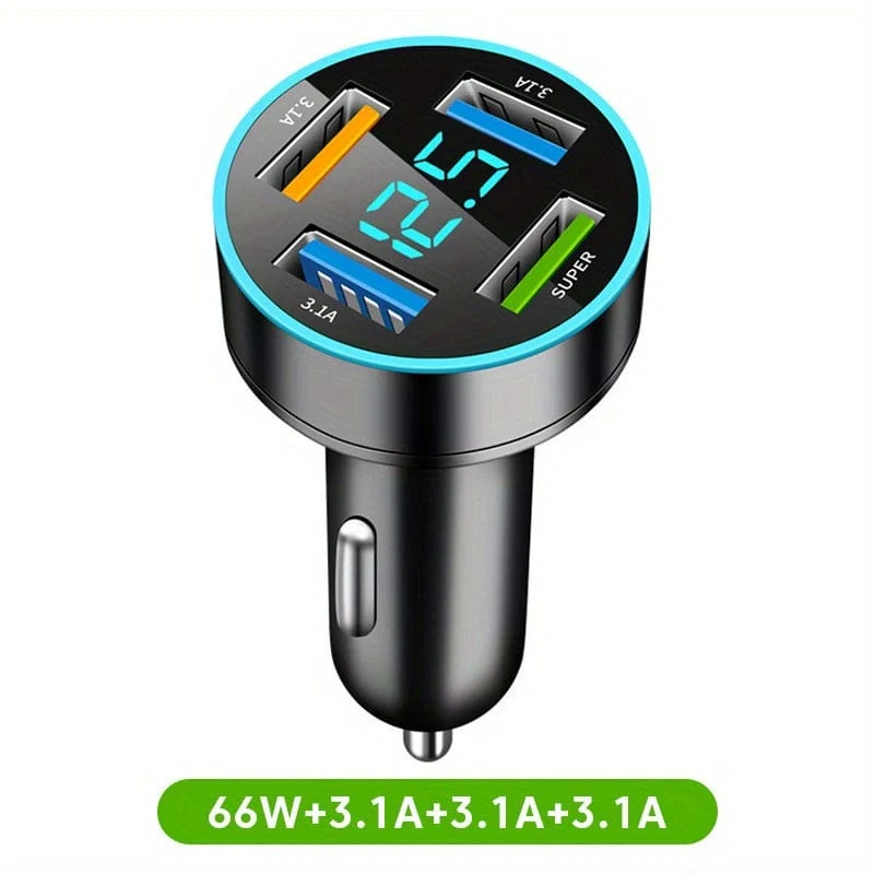 Superschnelles 66-W-PD20W-QC3.0-SCP-AFC-Autoladegerät: Laden Sie Ihr iPhone/iPad, Samsung, Android und mehr blitzschnell auf – mit Digitalanzeige!