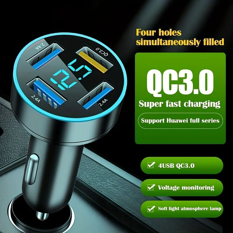 Superschnelles 66-W-PD20W-QC3.0-SCP-AFC-Autoladegerät: Laden Sie Ihr iPhone/iPad, Samsung, Android und mehr blitzschnell auf – mit Digitalanzeige!