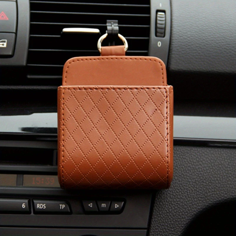 1 Packung Aufbewahrungstasche für Lüftungsschlitze, Autozubehör, multifunktionale Aufbewahrungsbox aus Leder für Lüftungsschlitze, Telefonhalter, Organizer-Tasche