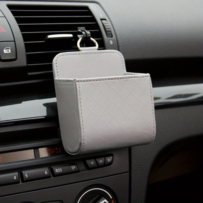 1 Packung Aufbewahrungstasche für Lüftungsschlitze, Autozubehör, multifunktionale Aufbewahrungsbox aus Leder für Lüftungsschlitze, Telefonhalter, Organizer-Tasche