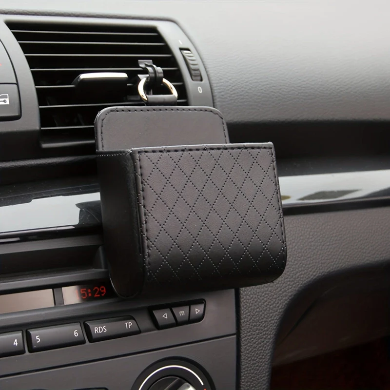 1 Packung Aufbewahrungstasche für Lüftungsschlitze, Autozubehör, multifunktionale Aufbewahrungsbox aus Leder für Lüftungsschlitze, Telefonhalter, Organizer-Tasche
