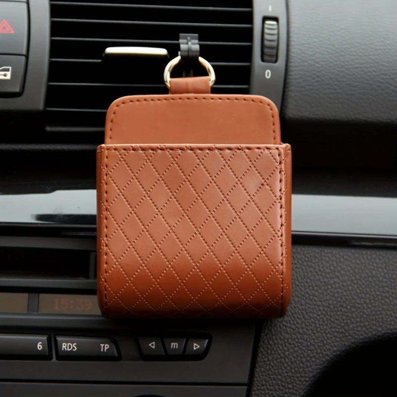 1 Packung Aufbewahrungstasche für Lüftungsschlitze, Autozubehör, multifunktionale Aufbewahrungsbox aus Leder für Lüftungsschlitze, Telefonhalter, Organizer-Tasche