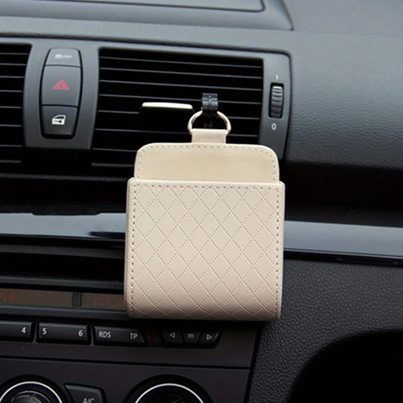 1 Packung Aufbewahrungstasche für Lüftungsschlitze, Autozubehör, multifunktionale Aufbewahrungsbox aus Leder für Lüftungsschlitze, Telefonhalter, Organizer-Tasche