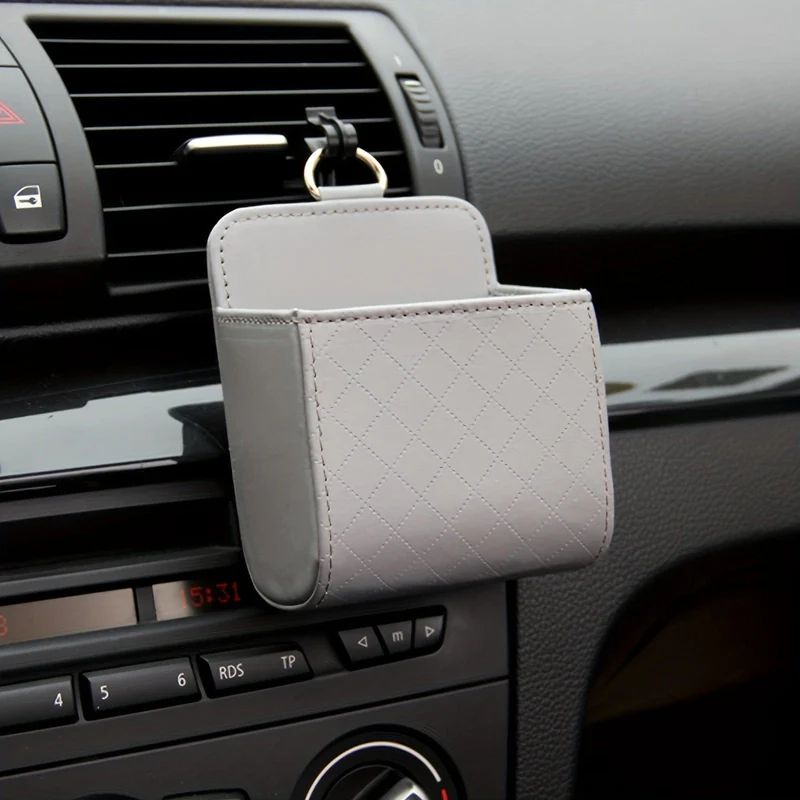 1 Packung Aufbewahrungstasche für Lüftungsschlitze, Autozubehör, multifunktionale Aufbewahrungsbox aus Leder für Lüftungsschlitze, Telefonhalter, Organizer-Tasche