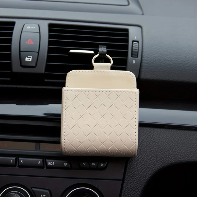 1 Packung Aufbewahrungstasche für Lüftungsschlitze, Autozubehör, multifunktionale Aufbewahrungsbox aus Leder für Lüftungsschlitze, Telefonhalter, Organizer-Tasche