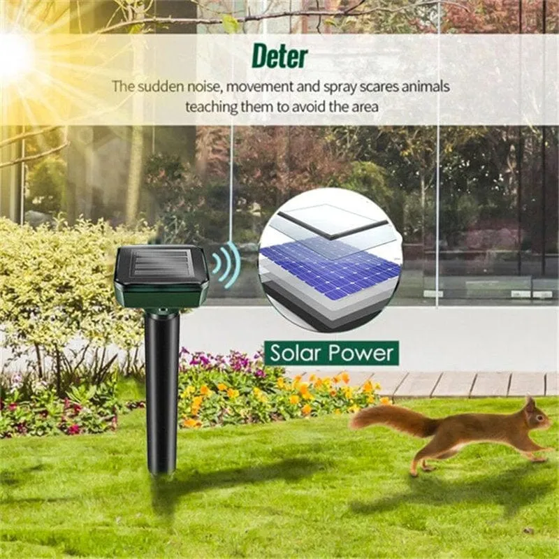 1/2 Stück, Ultraschall-Solar-Schädlingsvertreiber, Bewegungsmelder, wasserdicht, für Garten, Nutztiere, Insekten, Maulwürfe, Vögel, Schlangen (10 m/20 m/50 m)
