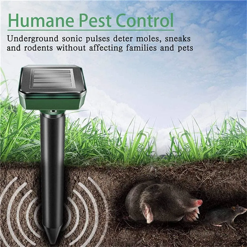 1/2 Stück, Ultraschall-Solar-Schädlingsvertreiber, Bewegungsmelder, wasserdicht, für Garten, Nutztiere, Insekten, Maulwürfe, Vögel, Schlangen (10 m/20 m/50 m)