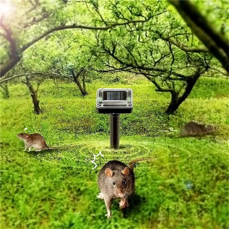 1/2 Stück, Ultraschall-Solar-Schädlingsvertreiber, Bewegungsmelder, wasserdicht, für Garten, Nutztiere, Insekten, Maulwürfe, Vögel, Schlangen (10 m/20 m/50 m)