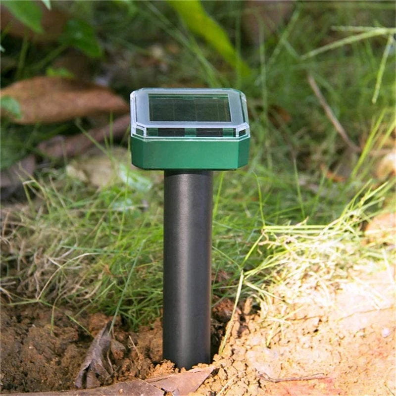 1/2 Stück, Ultraschall-Solar-Schädlingsvertreiber, Bewegungsmelder, wasserdicht, für Garten, Nutztiere, Insekten, Maulwürfe, Vögel, Schlangen (10 m/20 m/50 m)