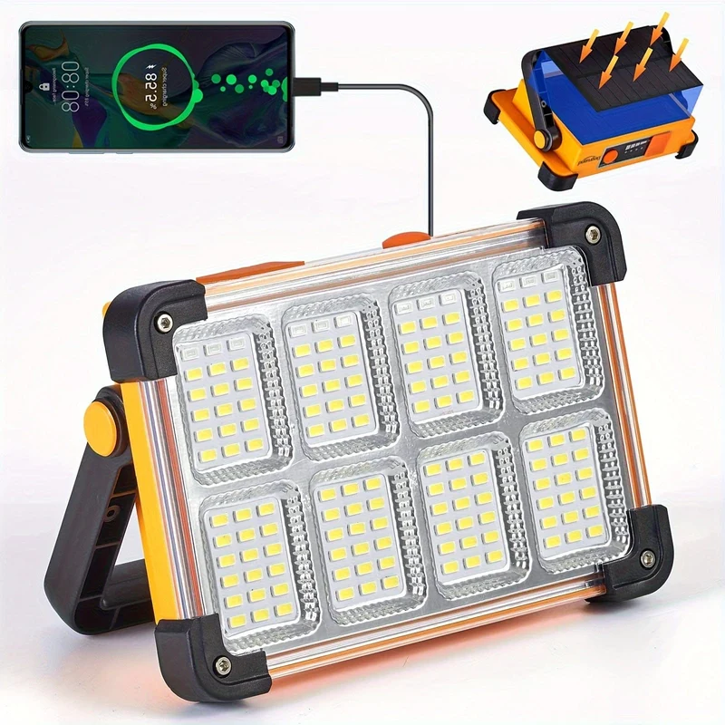 1 Stück Degruand wiederaufladbare LED-Arbeits-Solarleuchte, tragbares, ultrahelles Flutlicht, wasserdichtes kabelloses Licht, bodenstehend, für Stromausfall, Notfall-Arbeitsleuchte/Camping im Freien/Angeln