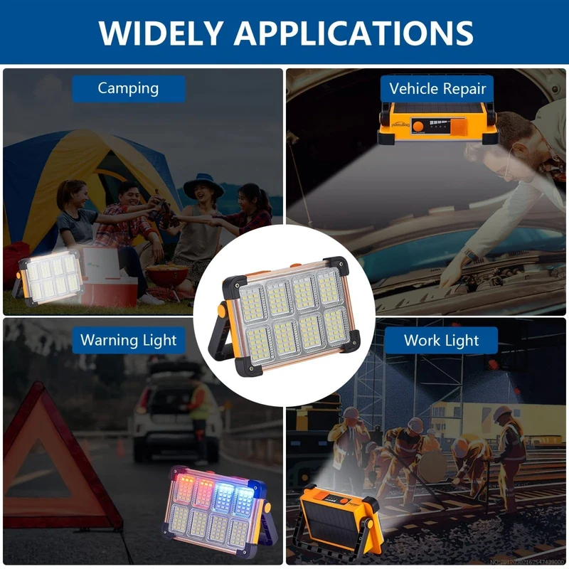 1 Stück Degruand wiederaufladbare LED-Arbeits-Solarleuchte, tragbares, ultrahelles Flutlicht, wasserdichtes kabelloses Licht, bodenstehend, für Stromausfall, Notfall-Arbeitsleuchte/Camping im Freien/Angeln