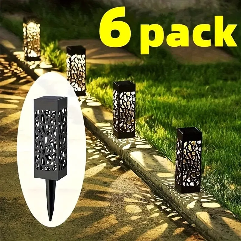 6er-Pack, dekorative Solar-Wegeleuchte für den Außenbereich, Garten-Rasenleuchte, wasserdichte Solar-LED-Landschaftsgartenbeleuchtung für den Außenbereich, Gartendekoration für den Außenbereich, Solar-Gartenterrasse, Terrasse, Rasen- und Tischleuchte, Hofleuchte