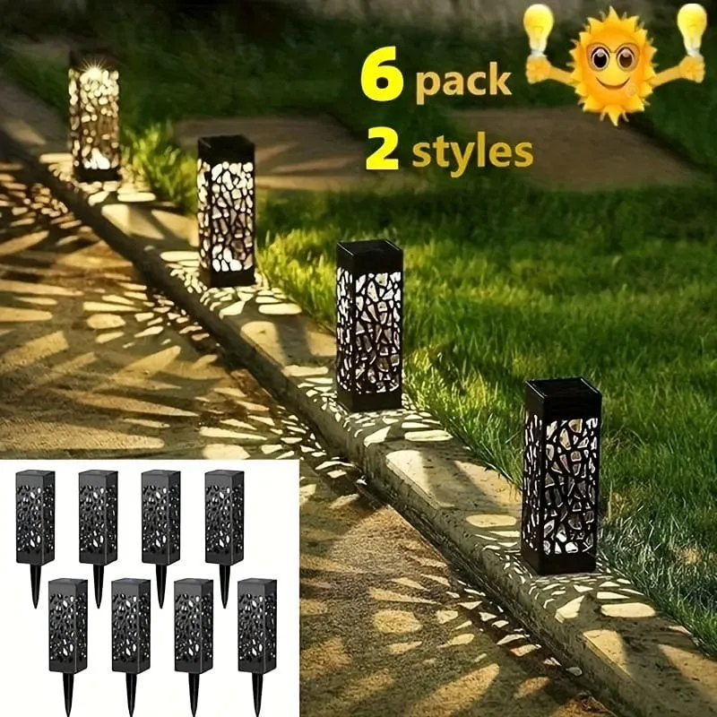 6er-Pack, dekorative Solar-Wegeleuchte für den Außenbereich, Garten-Rasenleuchte, wasserdichte Solar-LED-Landschaftsgartenbeleuchtung für den Außenbereich, Gartendekoration für den Außenbereich, Solar-Gartenterrasse, Terrasse, Rasen- und Tischleuchte, Hofleuchte