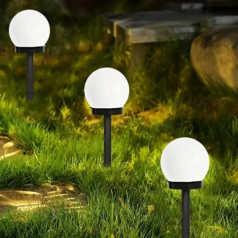 3er-Pack Solar-Gartenleuchte, kleine weiße Kugelleuchte, runde Kugelbirnenleuchte, LED-Außendekoration, Landschaft, Garten, Villa, Rasenleuchte, Bodensteckerleuchte, wasserdicht