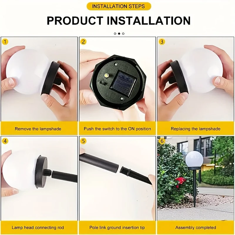 3er-Pack Solar-Gartenleuchte, kleine weiße Kugelleuchte, runde Kugelbirnenleuchte, LED-Außendekoration, Landschaft, Garten, Villa, Rasenleuchte, Bodensteckerleuchte, wasserdicht