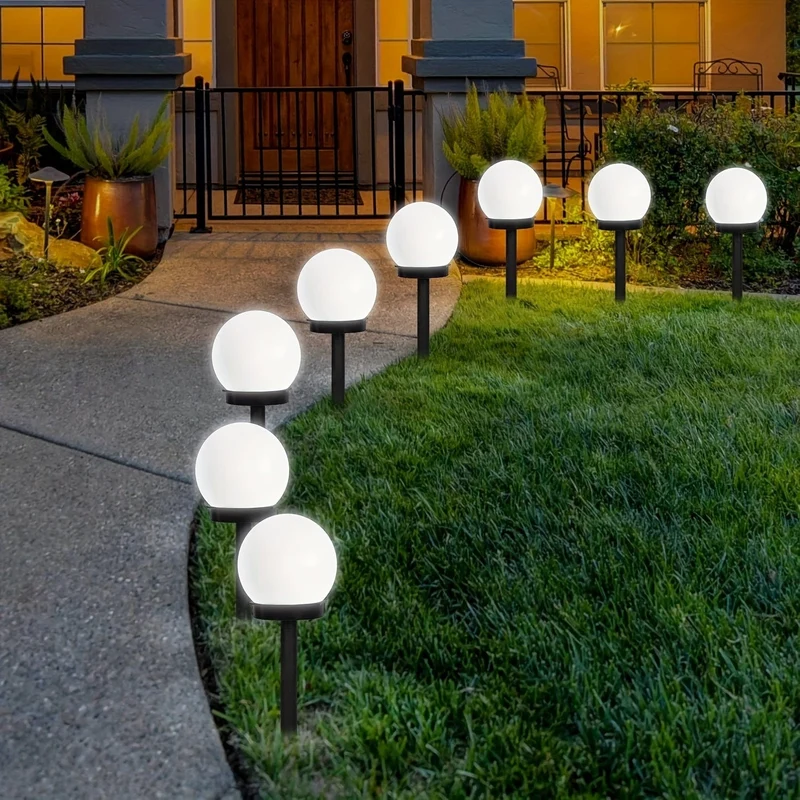 3er-Pack Solar-Gartenleuchte, kleine weiße Kugelleuchte, runde Kugelbirnenleuchte, LED-Außendekoration, Landschaft, Garten, Villa, Rasenleuchte, Bodensteckerleuchte, wasserdicht