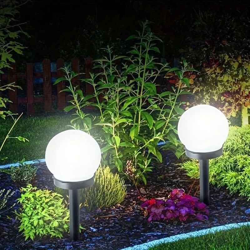 3er-Pack Solar-Gartenleuchte, kleine weiße Kugelleuchte, runde Kugelbirnenleuchte, LED-Außendekoration, Landschaft, Garten, Villa, Rasenleuchte, Bodensteckerleuchte, wasserdicht