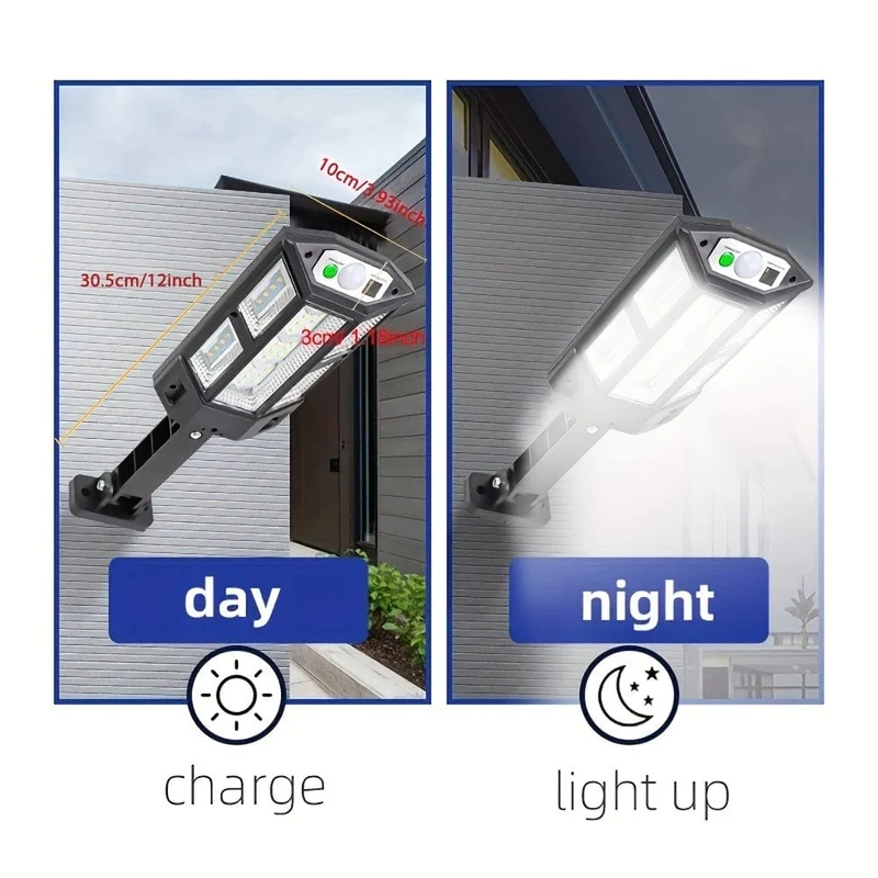 1 Stück 6500 K superhelle LED-Solar-Wandleuchte, Bewegungssensor, 3 Beleuchtungsmodi, Outdoor-Garten-Sicherheits-Straßenhof-Lampe mit Batterie
