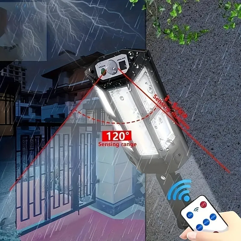 1 Stück 6500 K superhelle LED-Solar-Wandleuchte, Bewegungssensor, 3 Beleuchtungsmodi, Outdoor-Garten-Sicherheits-Straßenhof-Lampe mit Batterie