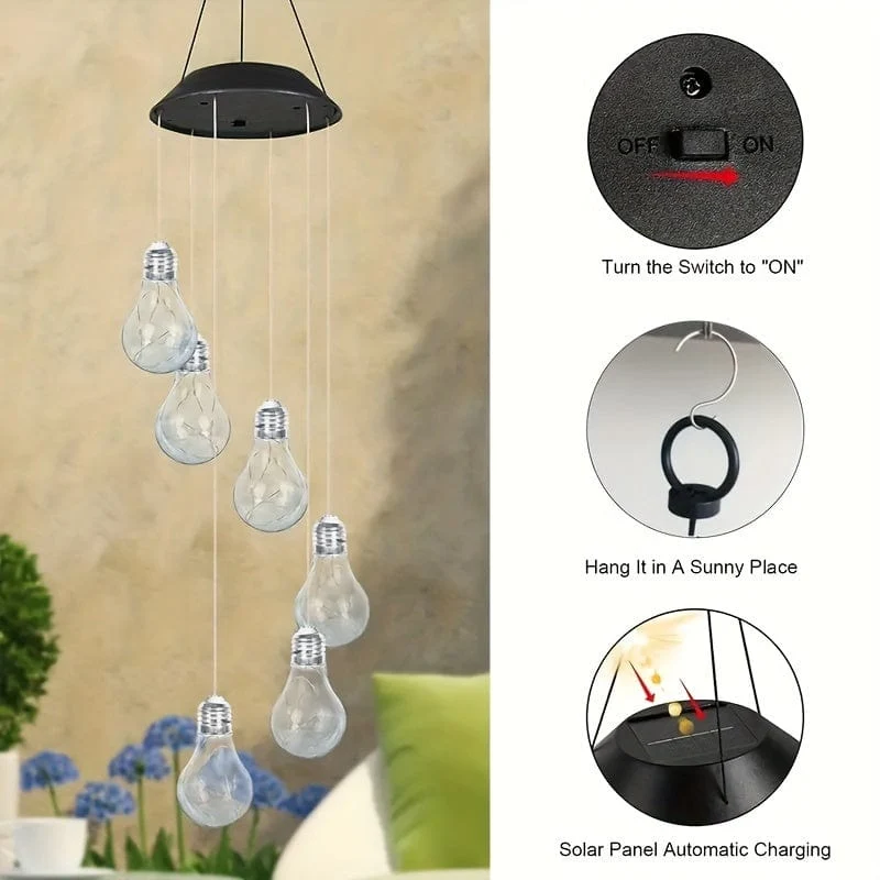 1 Packung, Solar-Windspiele mit bunten Lichtern für draußen, hängende Solarlichter-Windspiele für Frauen, Oma, Mutter, Geburtstag, Windspiele, Weihnachtsdekoration für draußen, Garten, Balkon, Schlafzimmer, Hof