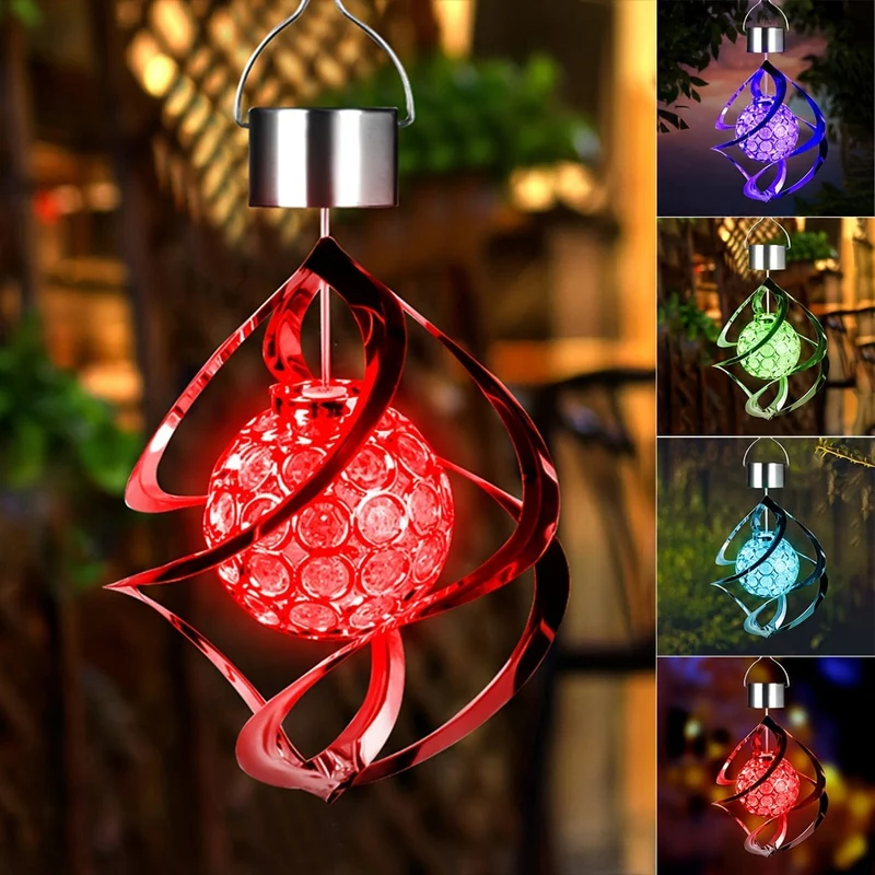 1 Stück Windspinner-Solarlicht, LED-Windspiele, Outdoor-Dekoration, wechselnde Farbe, Kugel-Windspiele, Solar-Hängelaterne für Zuhause, Garten, Außendekoration